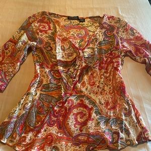 Women’s rayon paisley coral quarter sleeve blouse
